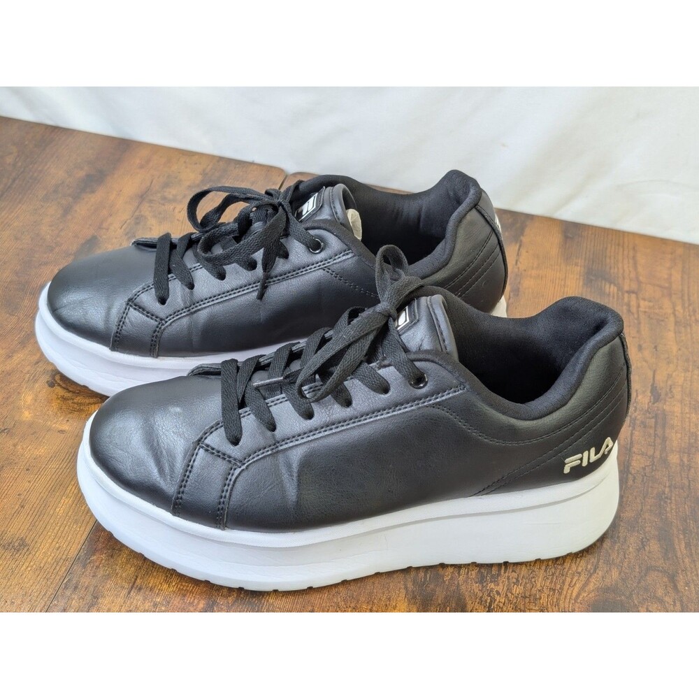 FILA Z Malfi Women's Platform Sneakers Black Court Shoes 5CM01265-013 Size 8.5
